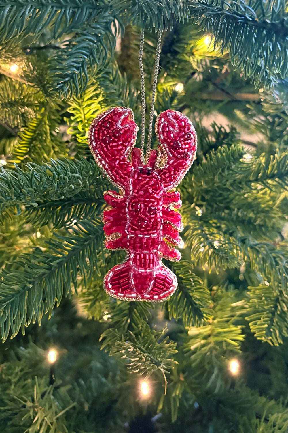 Adorno Navideño Bordado Con Cuentas Langosta Cristina Oria 