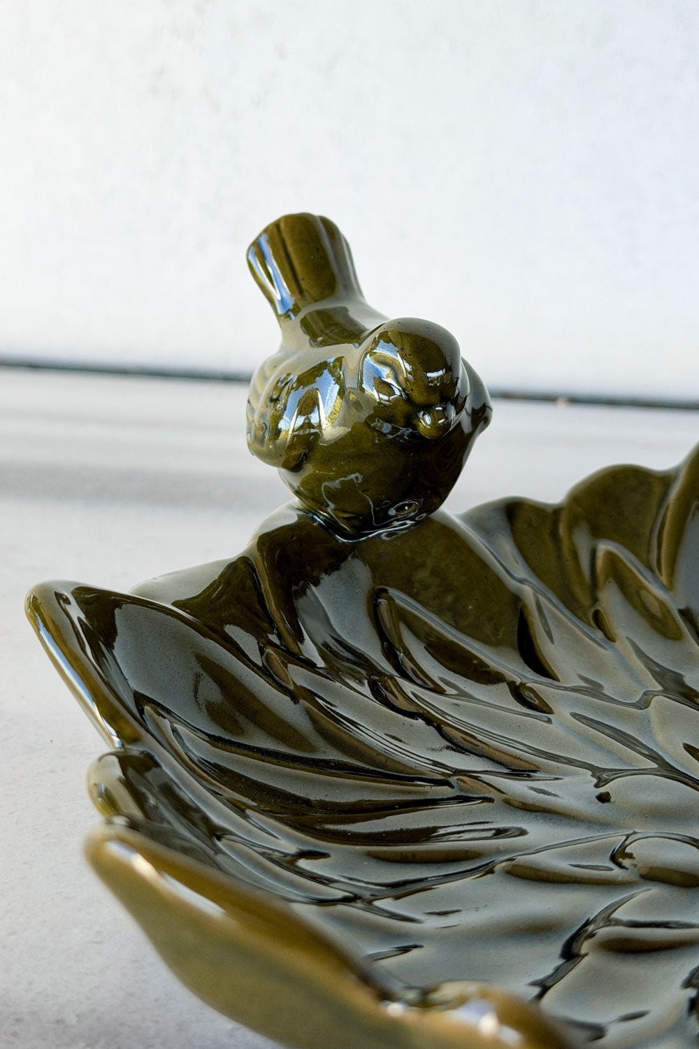 Zoom Cuenco Decorativo Verde Flor Con Pájaro Verde Cristina Oria