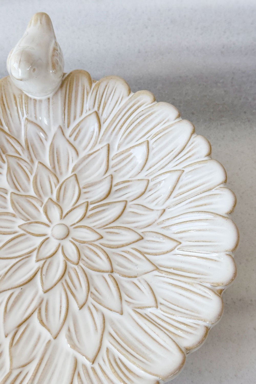 Zoom Bandeja Decorativa Blanca Flor Con Pájaros Cristina Oria