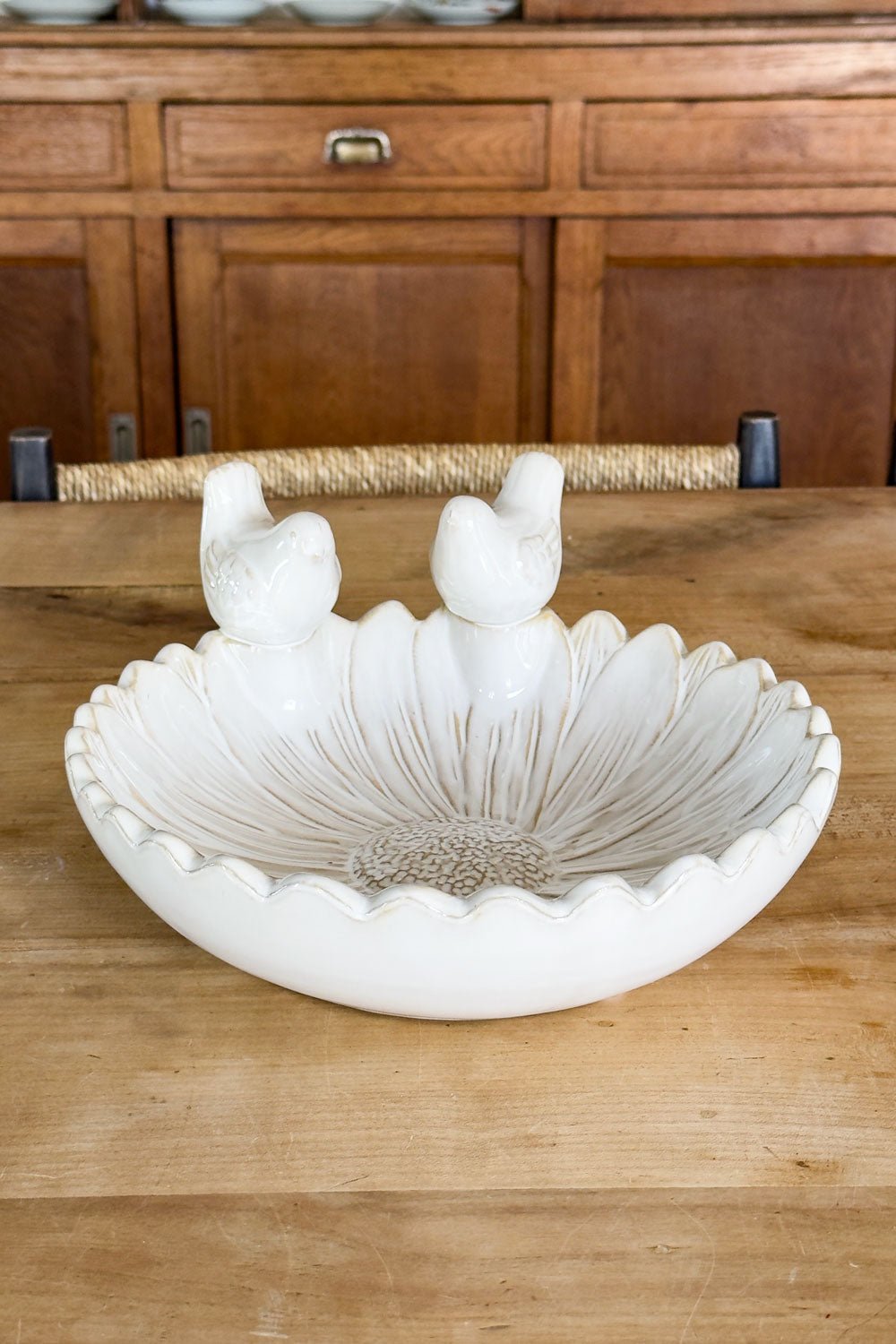 Detalles Cuenco Decorativo Blanco Flor Con Pájaros Cristina Oria