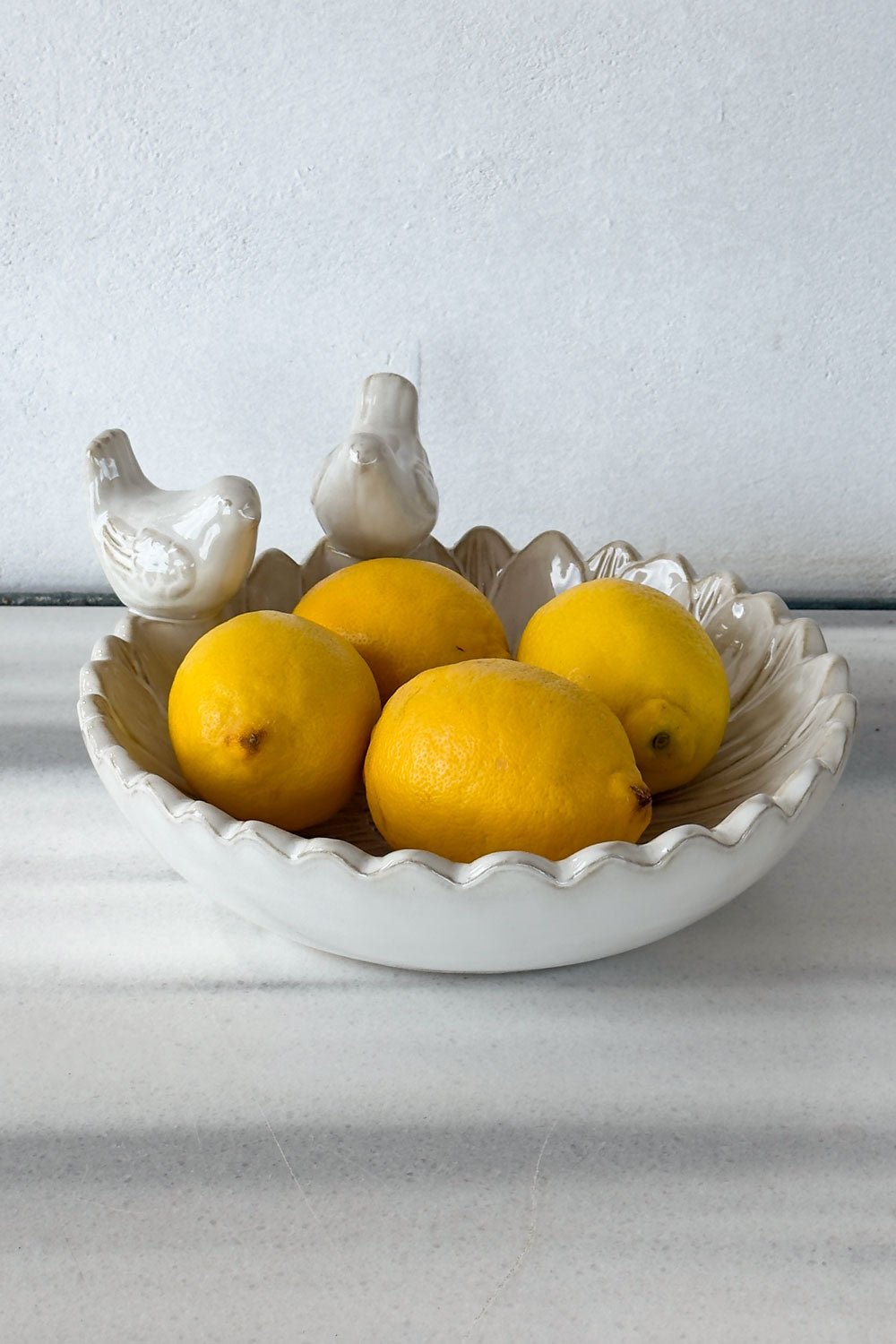 Cuenco Decorativo Blanco Flor Con Pájaros Cristina Oria