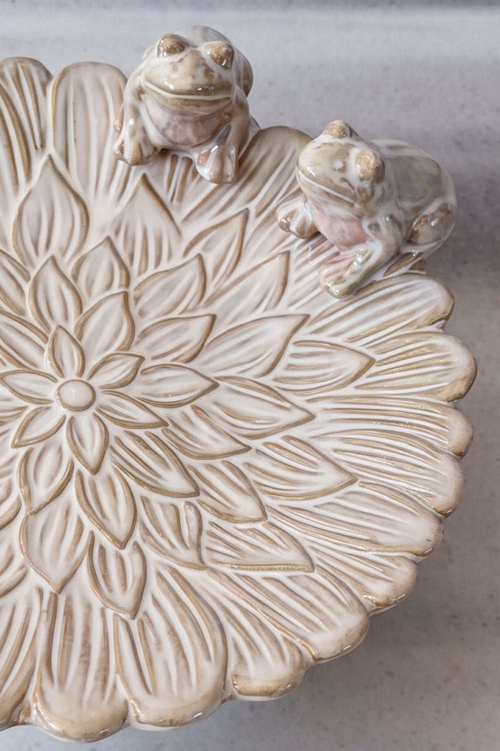 Detalles Rana Centro De Mesa De Porcelana Diseño Flor & Ranas Pequeño Cristina Oria