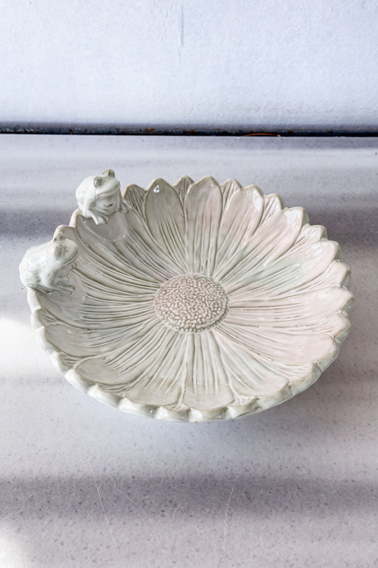 Centro De Mesa De Porcelana Diseño Flor & Ranas Grande Cristina Oria
