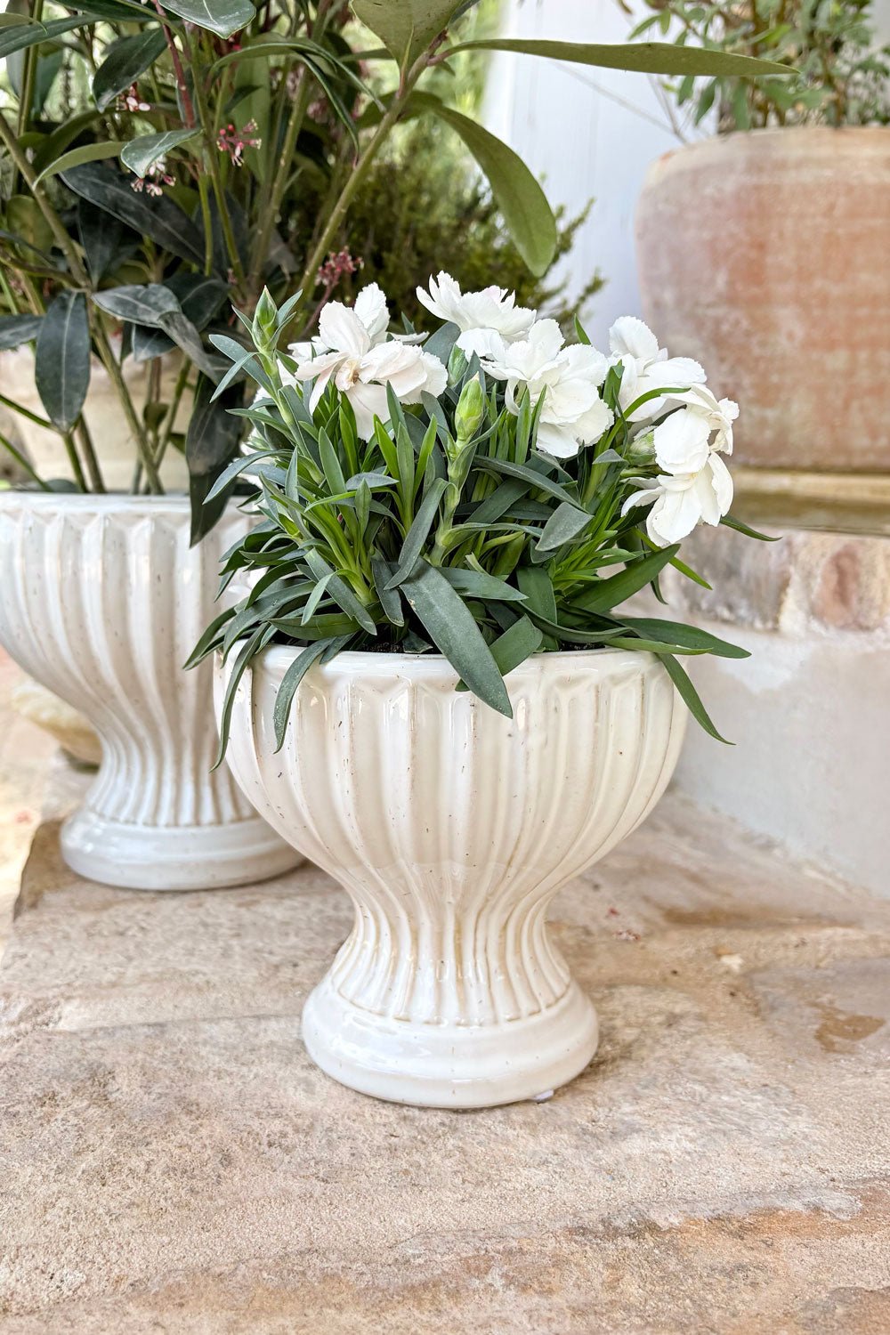 Jarrón Diseño Copa De Porcelana Blanco Roto Cristina Oria