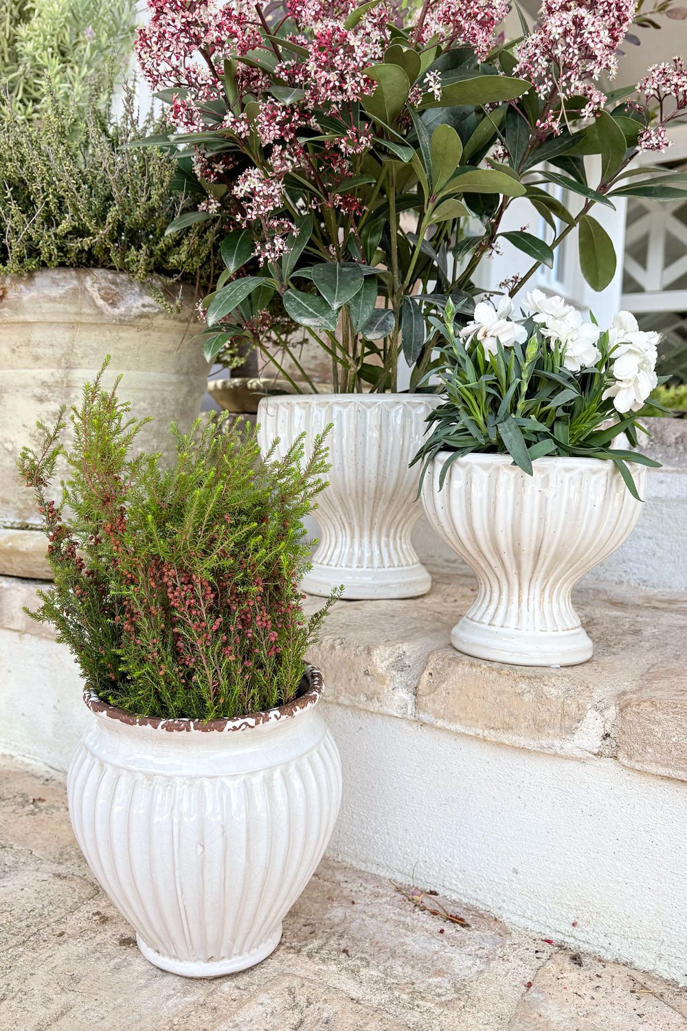 Flores Jarrón Diseño Vasija De Porcelana Blanco Roto Cristina Oria