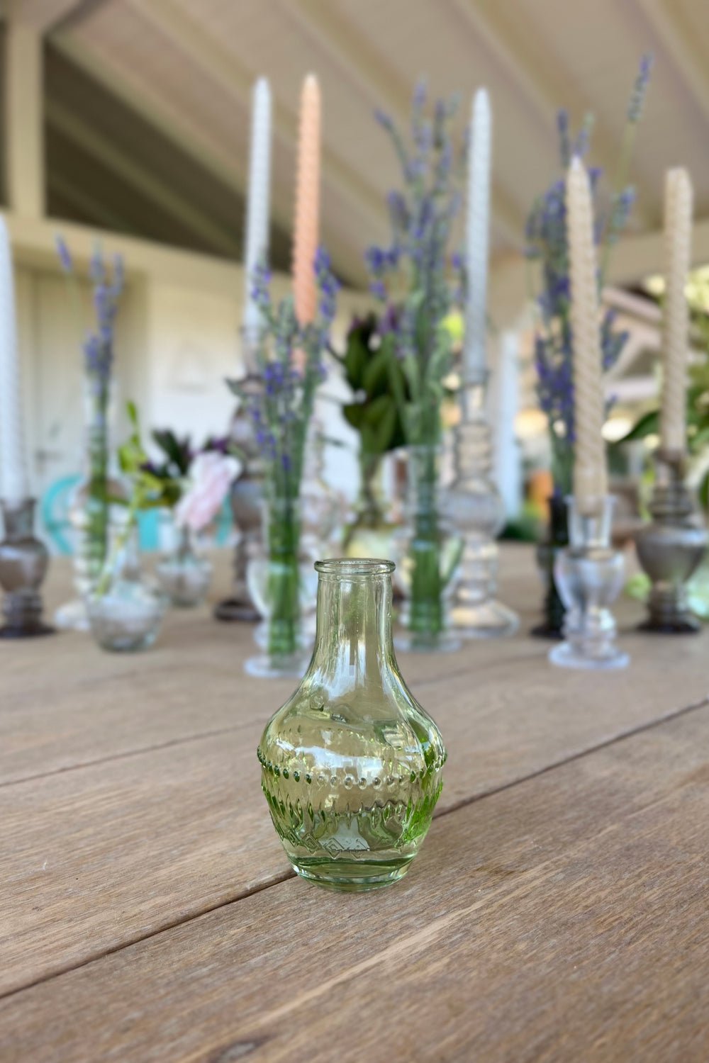 Florero De Cristal Con Diseño Milán Verde Claro para Decorar