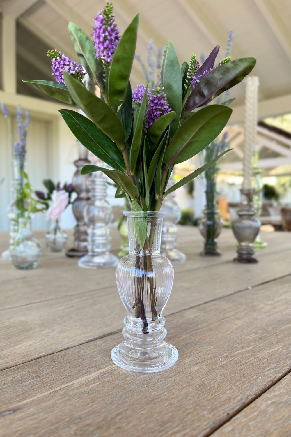 Florero De Cristal Con Diseño Venecia Transparente Pequeño Tallado