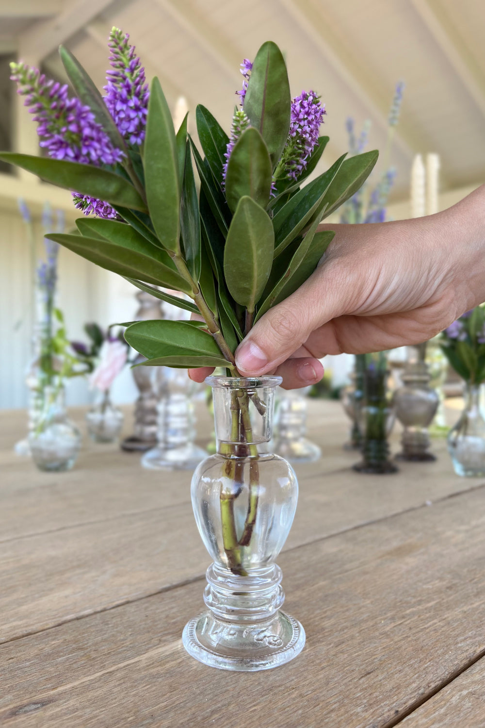 Florero De Cristal Con Diseño Venecia Transparente Pequeño Liso con Flores