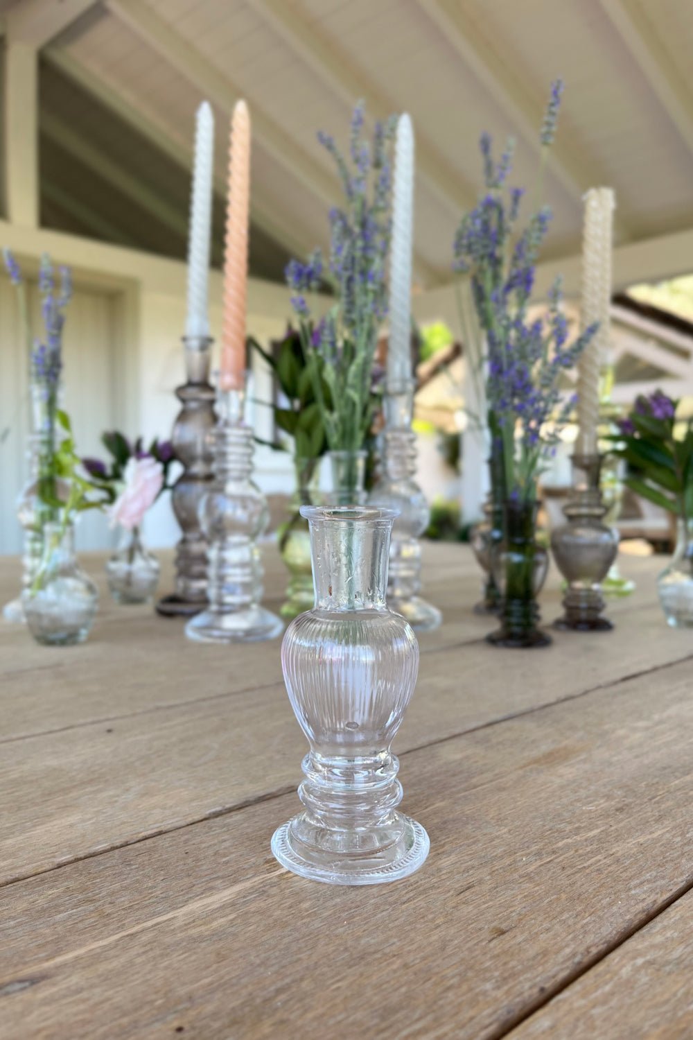 Florero De Cristal Con Diseño Venecia Transparente Pequeño Tallado para Decorar