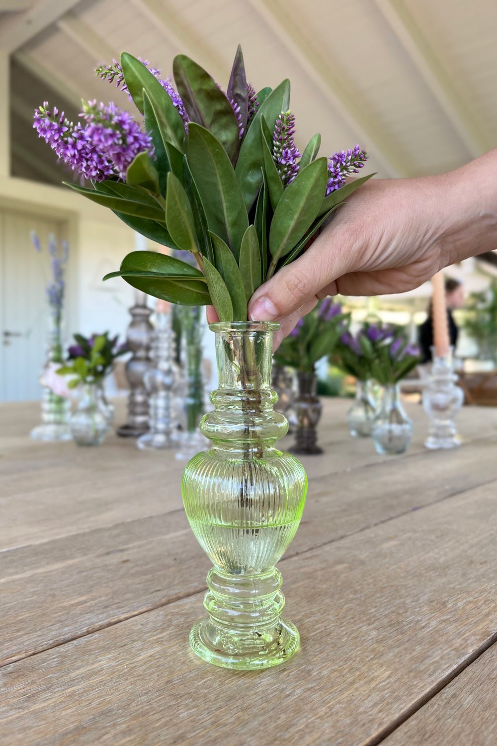 Florero De Cristal Con Diseño Venecia Verde Claro Grande