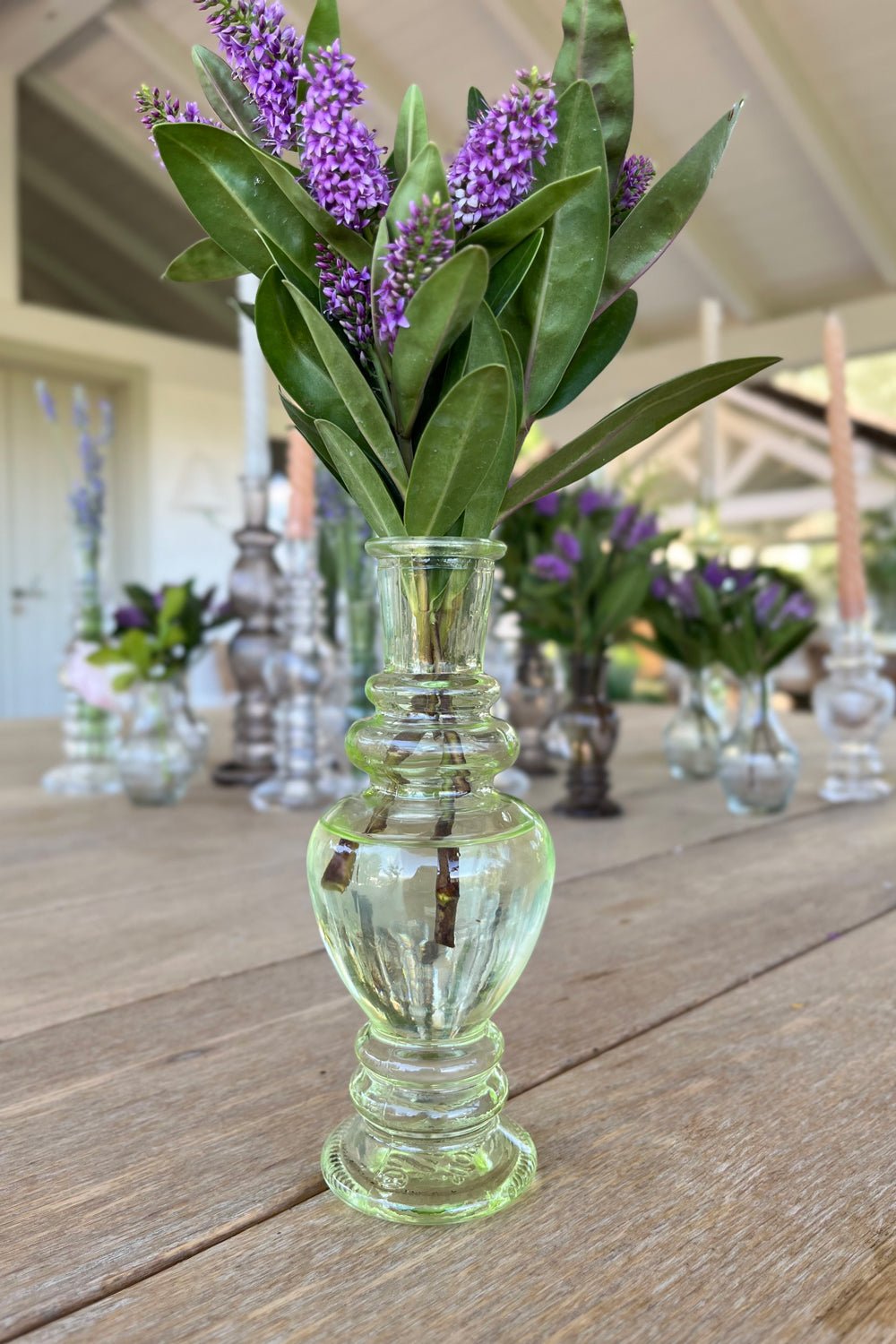 Florero De Cristal Con Diseño Venecia Verde Claro Grande