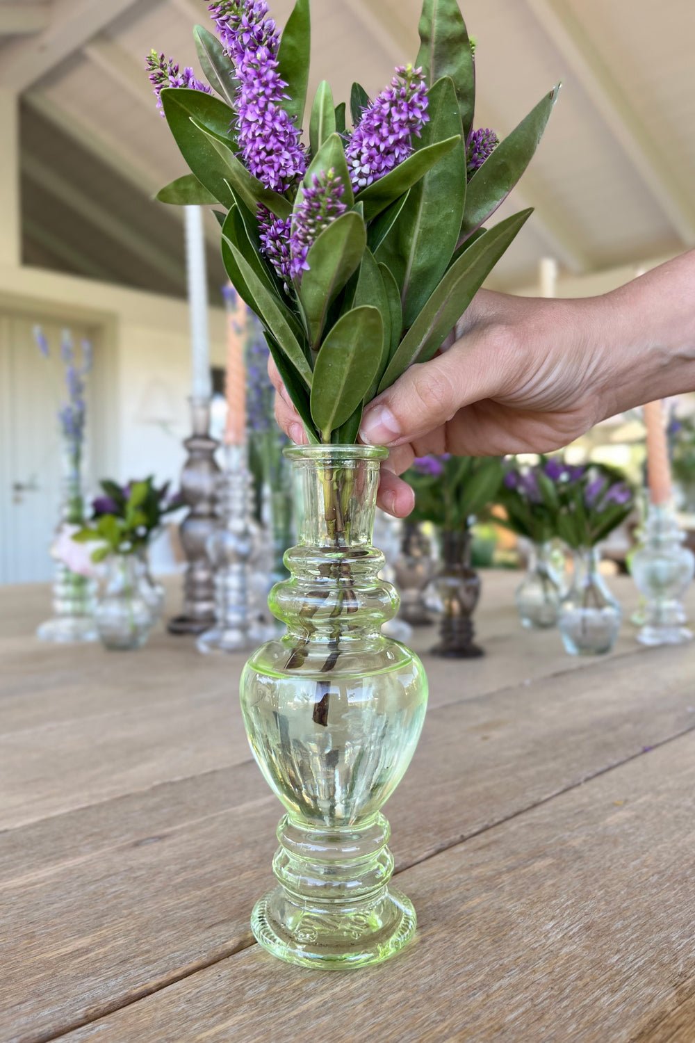 Florero De Cristal Con Diseño Venecia Verde Claro Grande