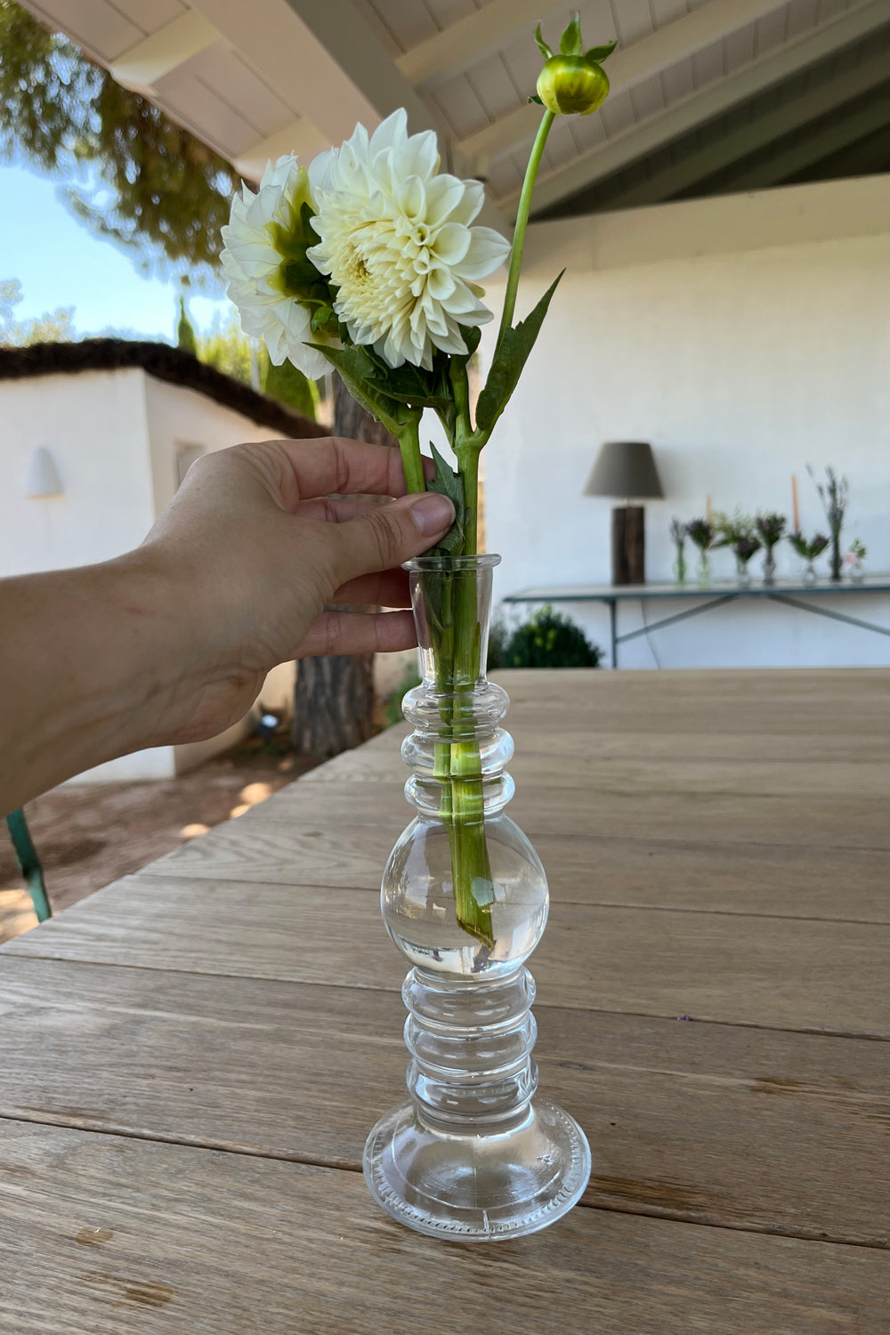 Florero De Cristal Con Diseño Florencia Transparente Pequeño con Flores