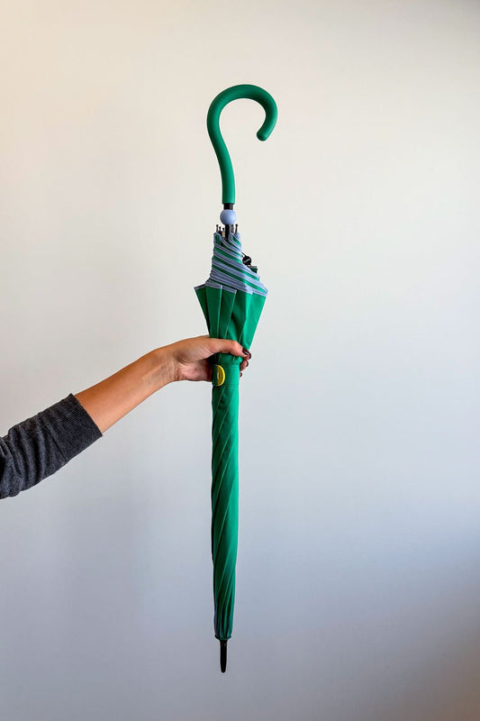 Paraguas Largo Con Diseño De Rayas De Colores Verde Cristina Oria 