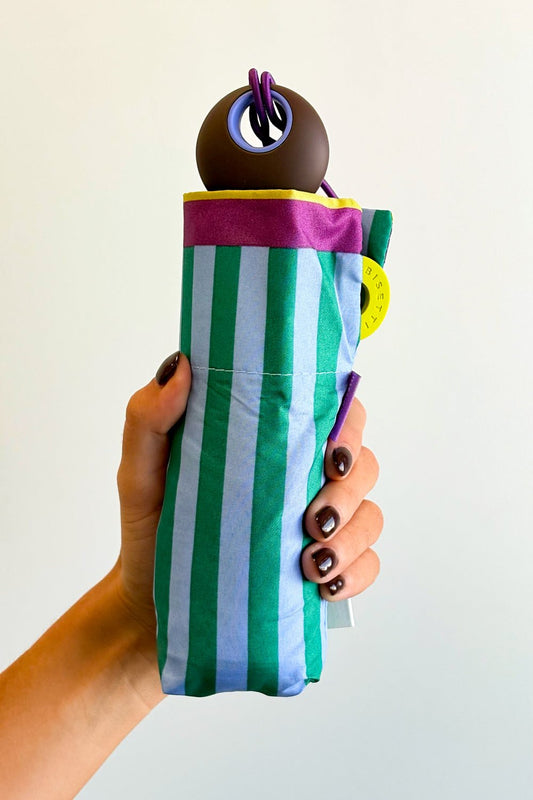 Paraguas Plegable Con Diseño De Rayas De Colores Marrón Cristina Oria 