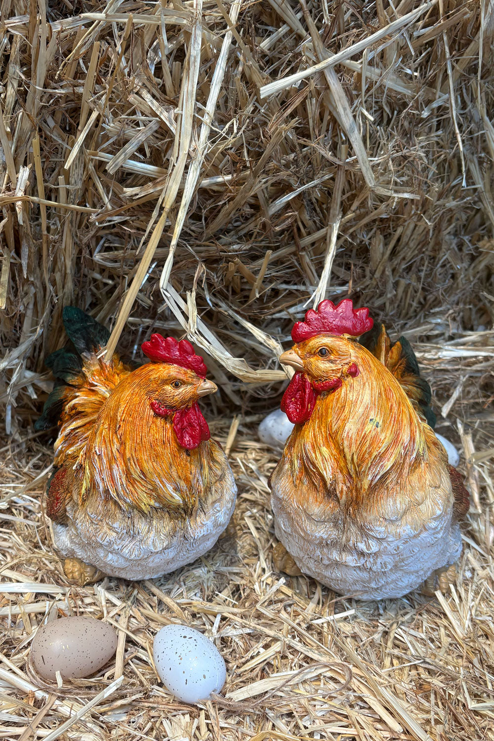 Ambas Figuras Decorativas Gallinas Rústicas Cristina Oria