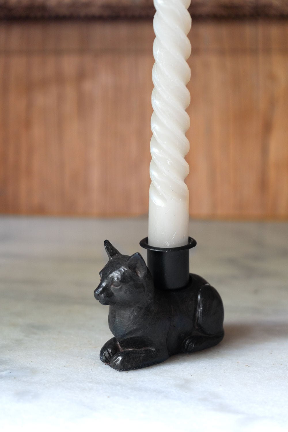 Portavelas Negro Con Diseño De Gato Cristina Oria 