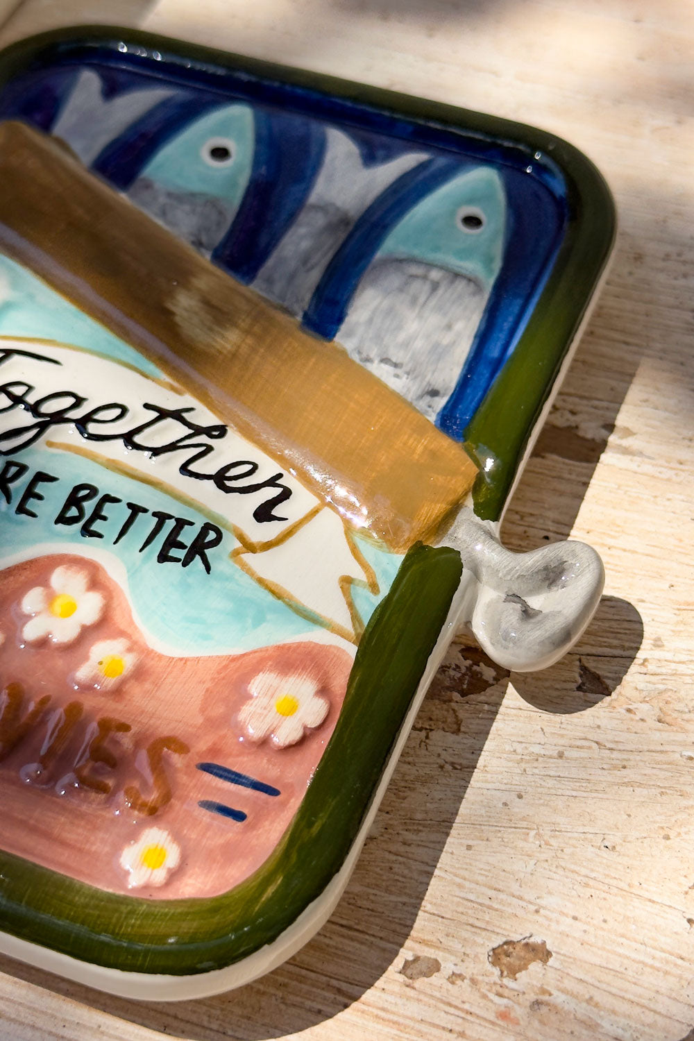Azul Claro Detalles Recipiente Con Tapa Diseño Lata De Sardinas Cristina Oria