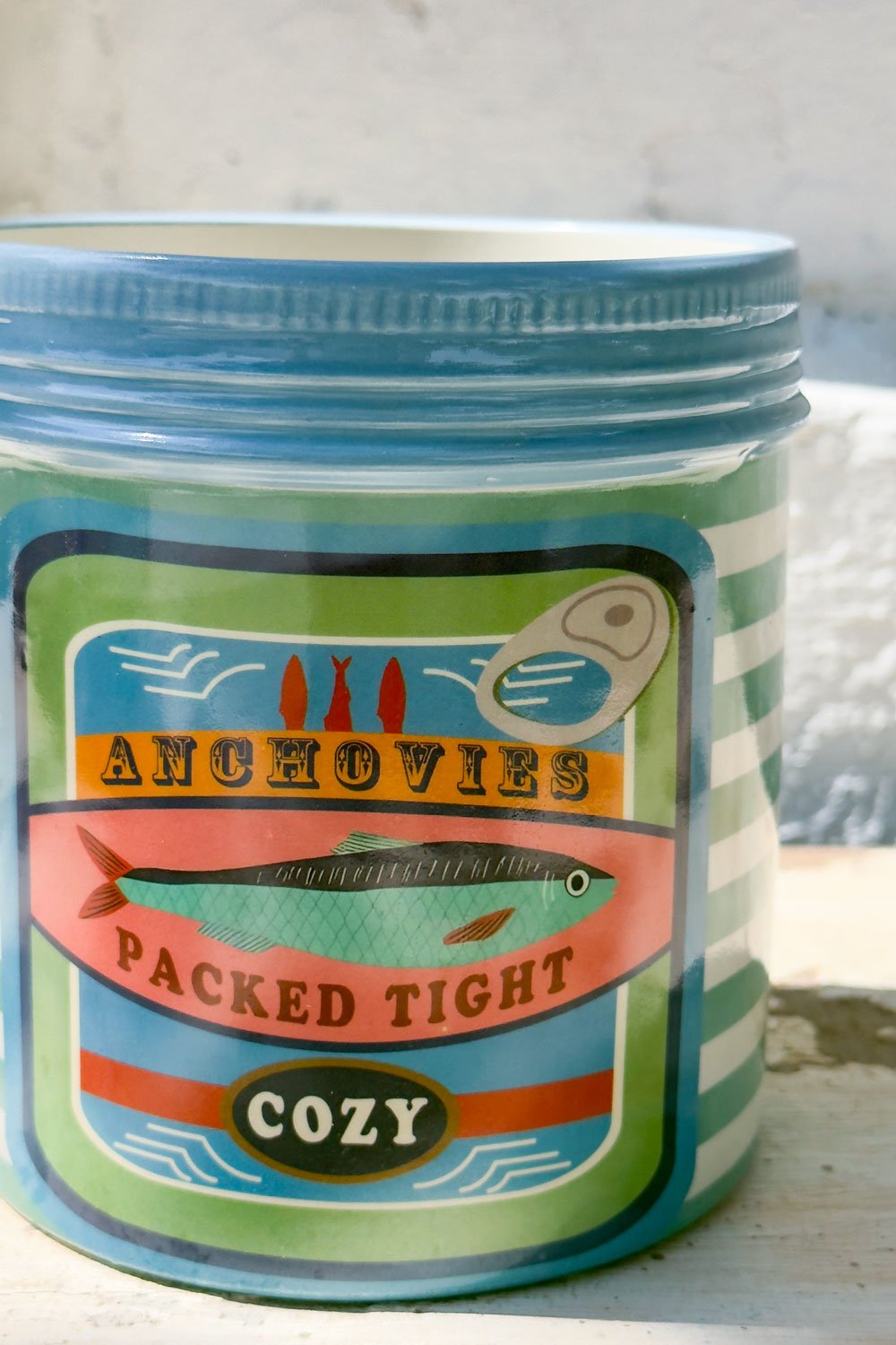 Pequeño Rayas Anchoas  Recipiente Con Tapa Diseño Sardinas Cristina Oria