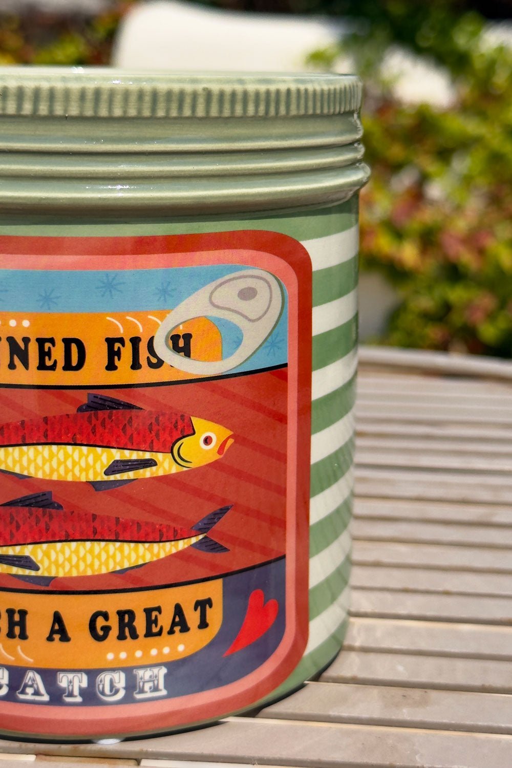 Detalles Rayas Verdes Recipiente Con Tapa Diseño Sardinas Grande Cristina Oria