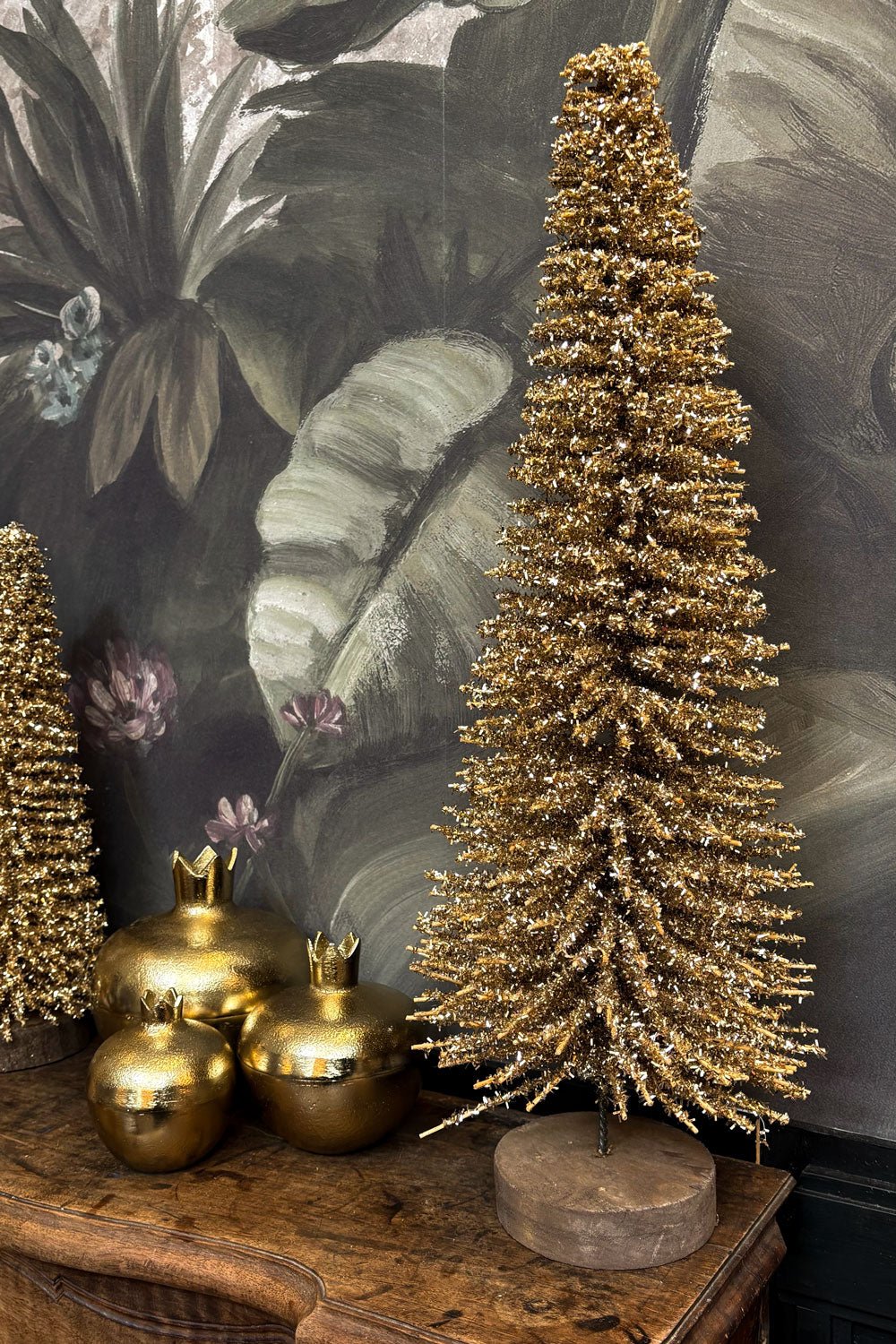 Árbol Decorativo De Espumillón Dorado Mediano Cristina Oria 