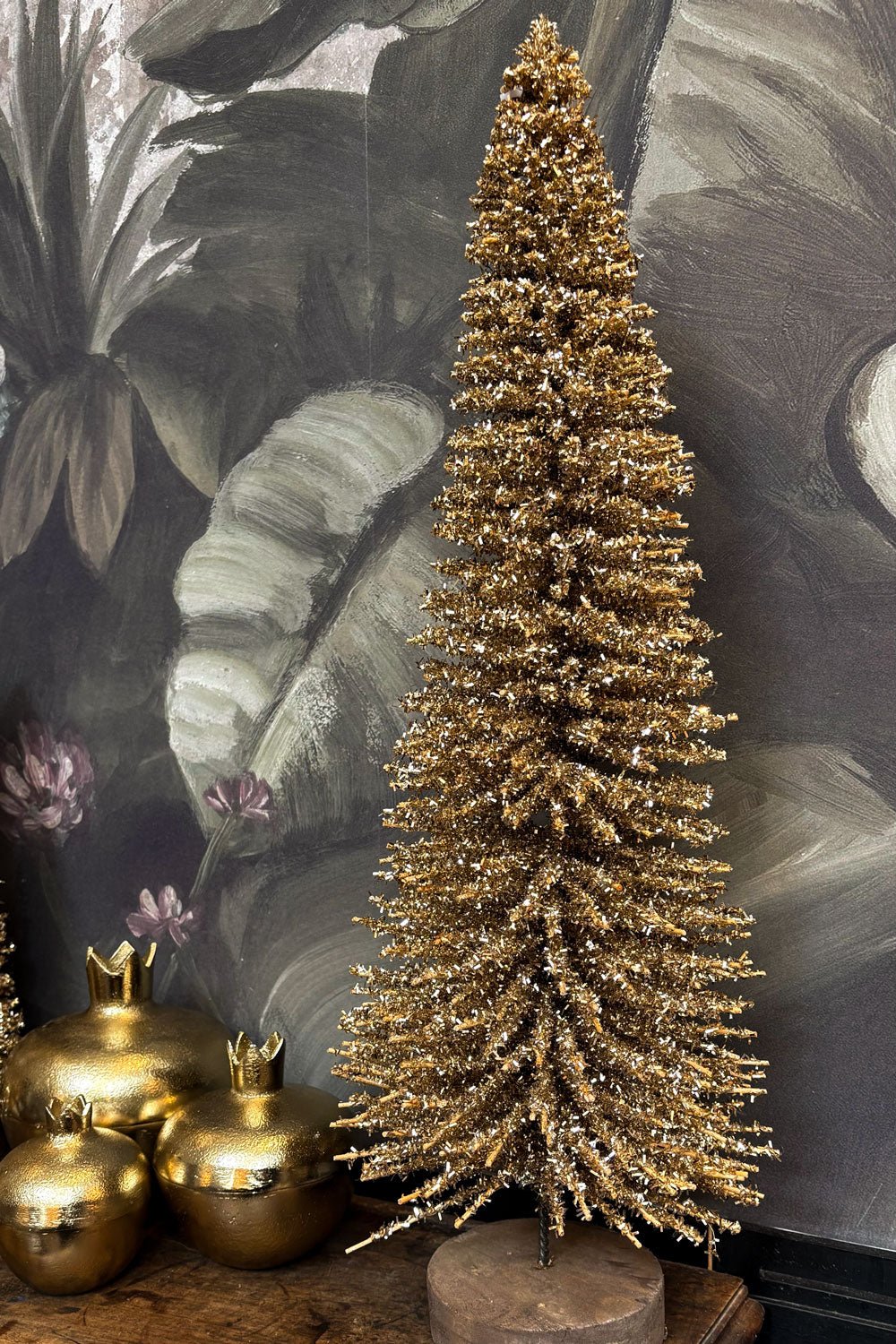 Árbol Decorativo De Espumillón Dorado Grande Cristina Oria 