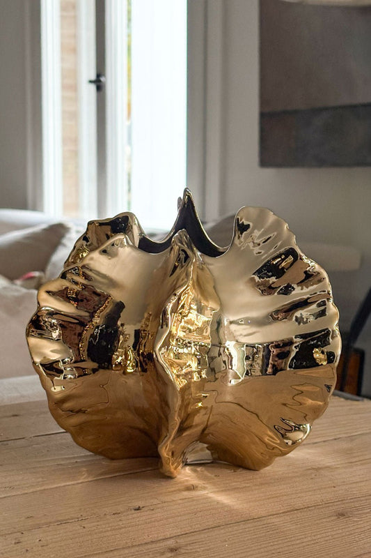 Jarrón De Cerámica Con Acabado Dorado Grande Cristina Oria 