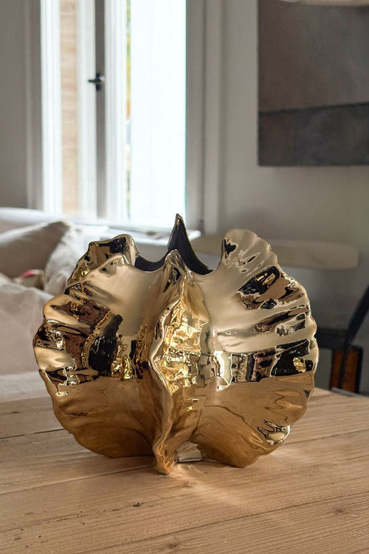 Jarrón De Cerámica Con Acabado Dorado Pequeño Cristina Oria