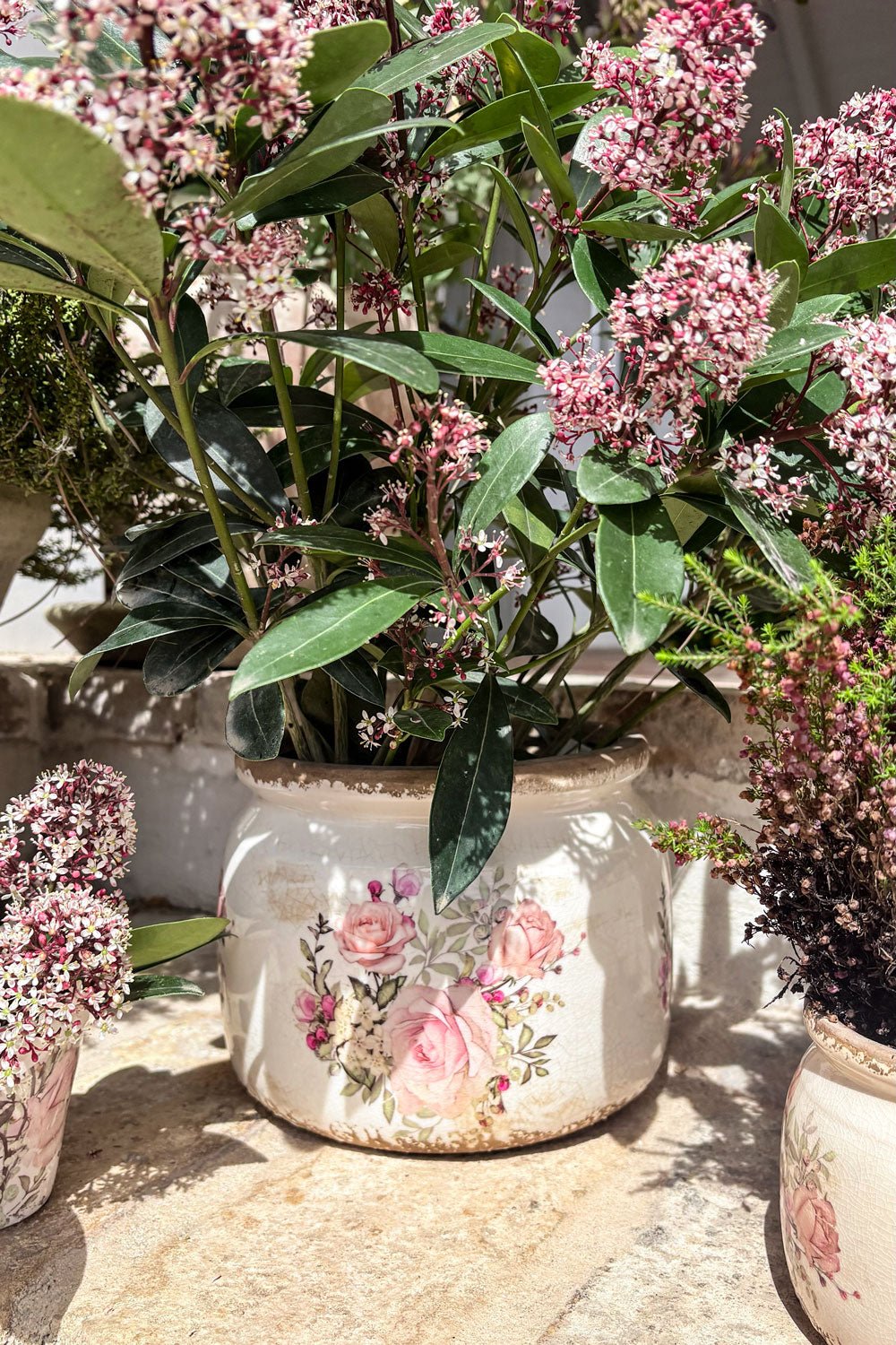 Jarrón Envejecido Ánfora Diseño De Rosas Grande Cristina Oria 