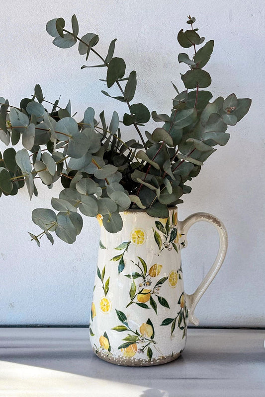 Detalles Jarra De Cerámica Envejecida Diseño Limones Grande Cristina Oria