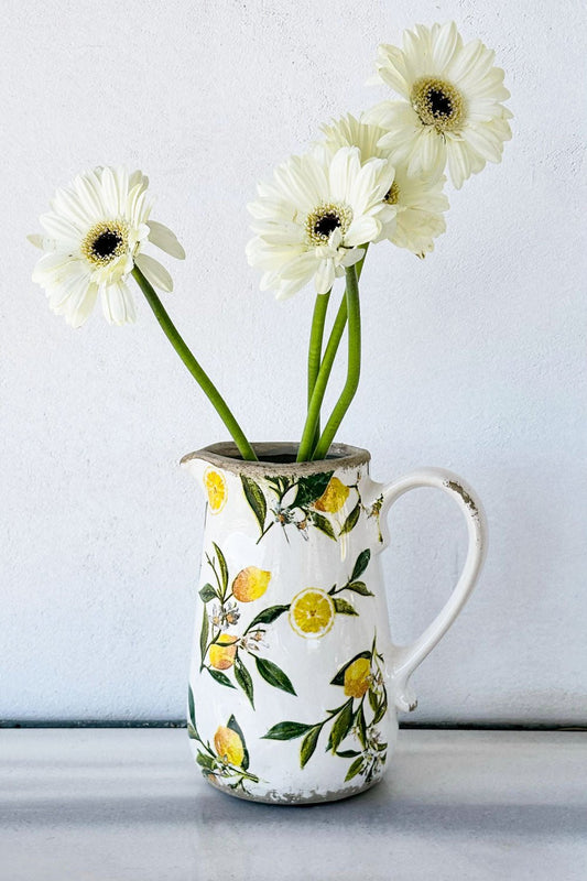 Detalles Jarra De Cerámica Envejecida Diseño Limones