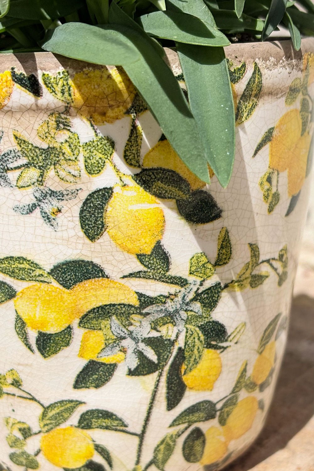 Detalles Jarrón De Cerámica Envejecido Diseño Limones Cristina Oria