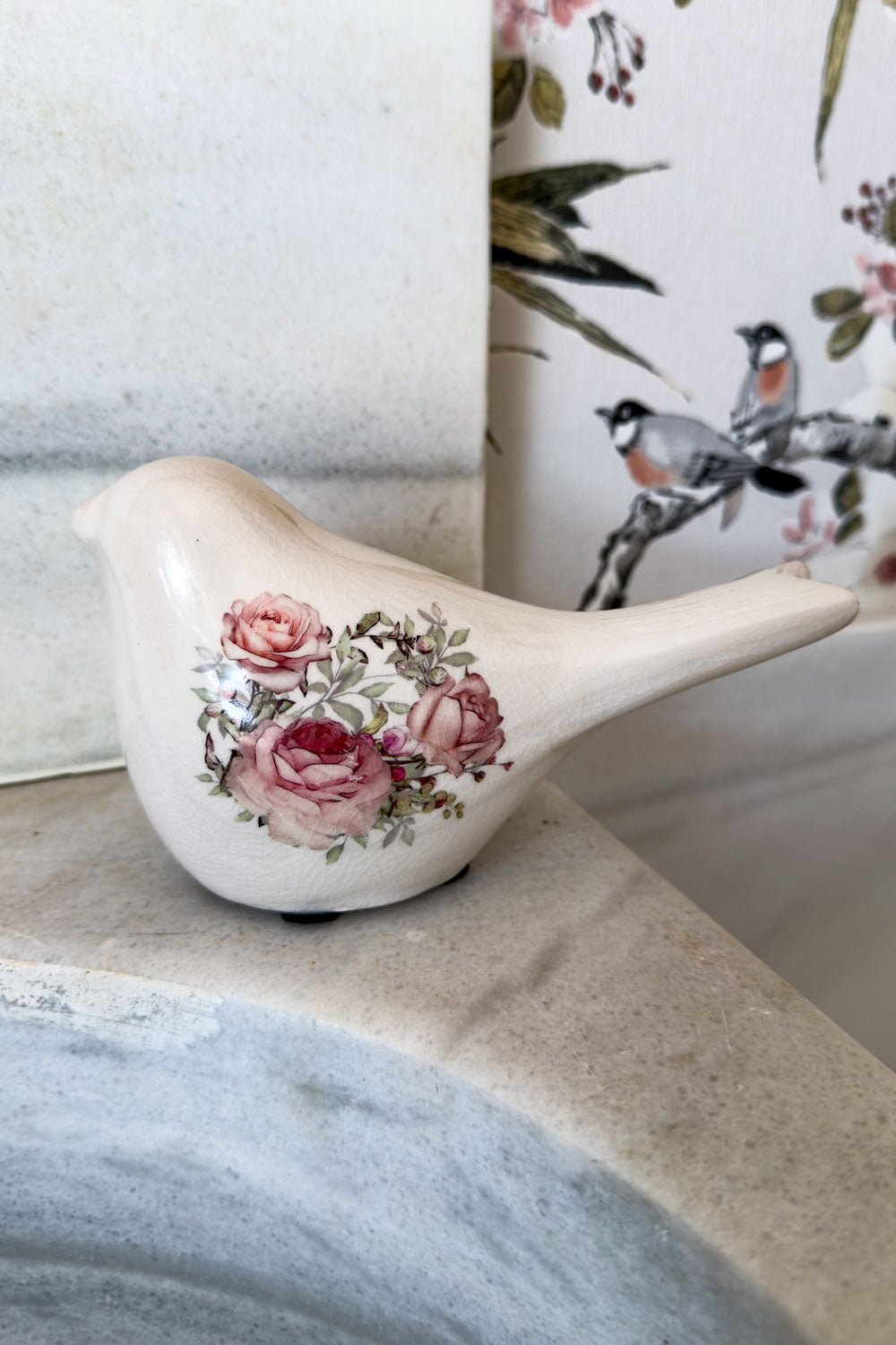 Adorno Pájaro Diseño Rosas Cristina Oria 