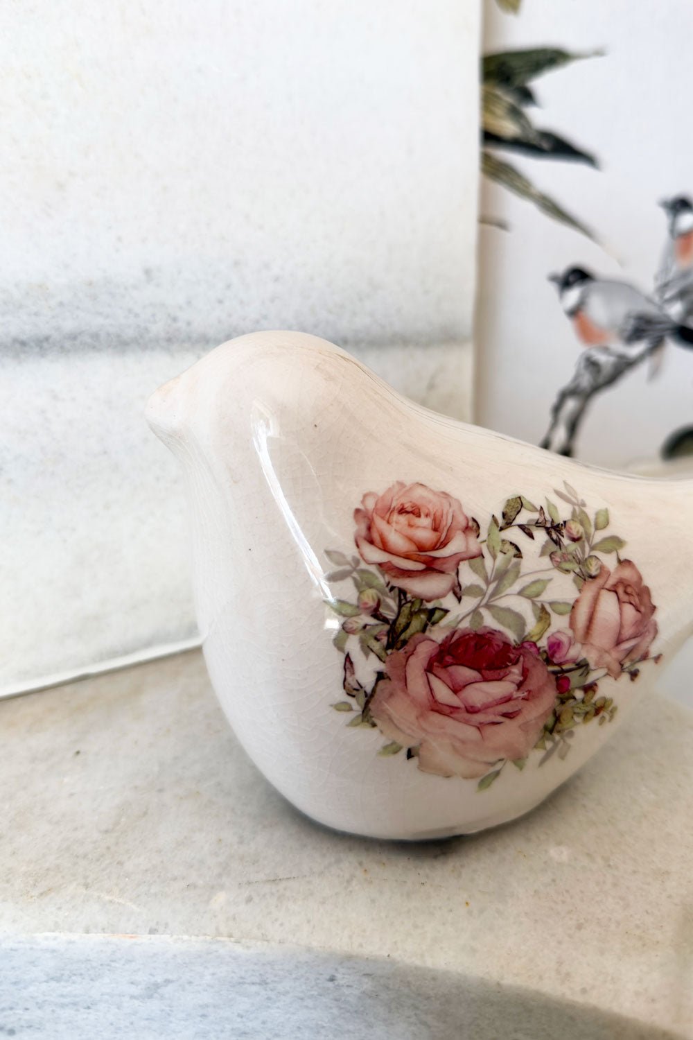 Detalle Flor Adorno Pájaro Diseño Rosas Cristina Oria 