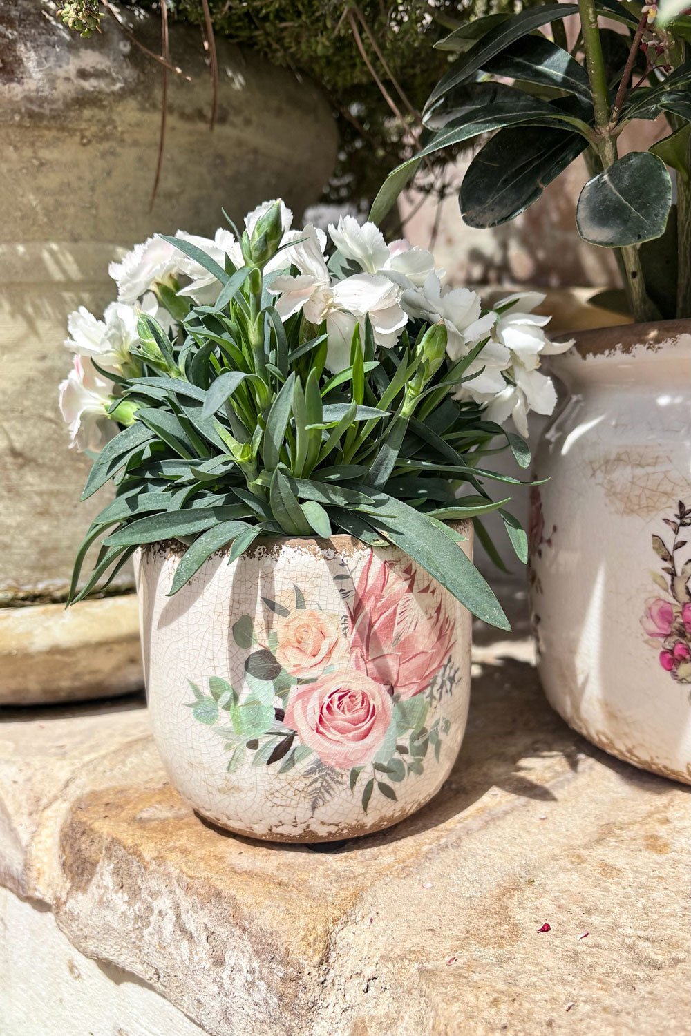 Jarrón Envejecido Con Diseño De Rosas Cristina Oria 