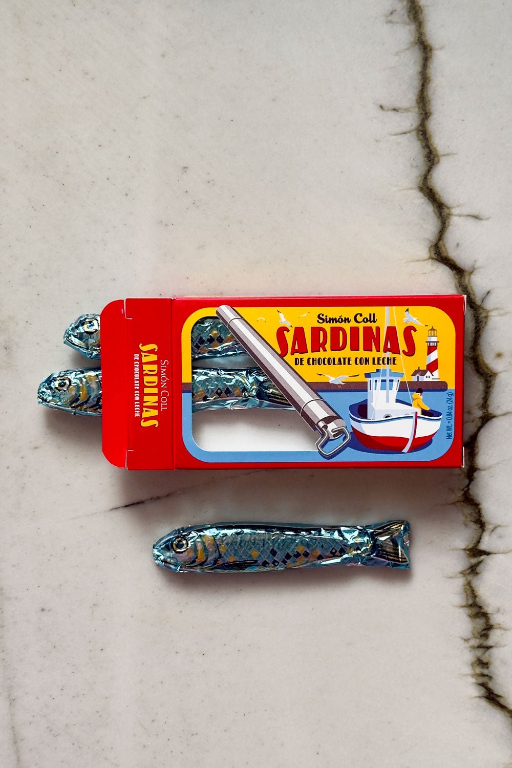 Envoltorio Lata Chocolate Con Leche Diseño Sardinas Cristina Oria