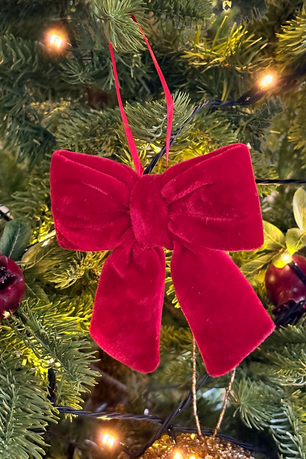 Adorno Con Diseño De Lazo De Terciopelo Rojo 12 Cm