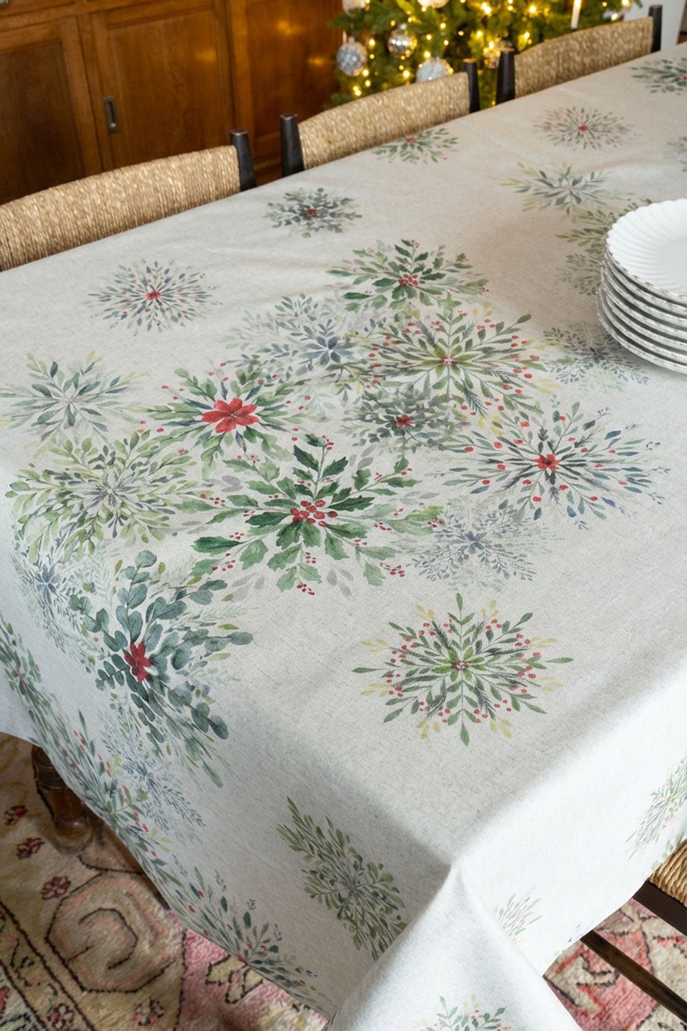 Manteles Antimanchas Con Diseño De Eucalipto Y Acebo