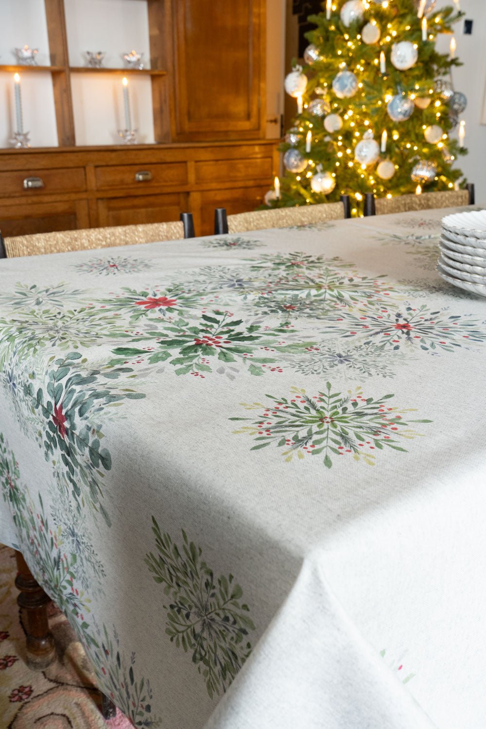 Manteles Antimanchas Con Diseño De Eucalipto Y Acebo