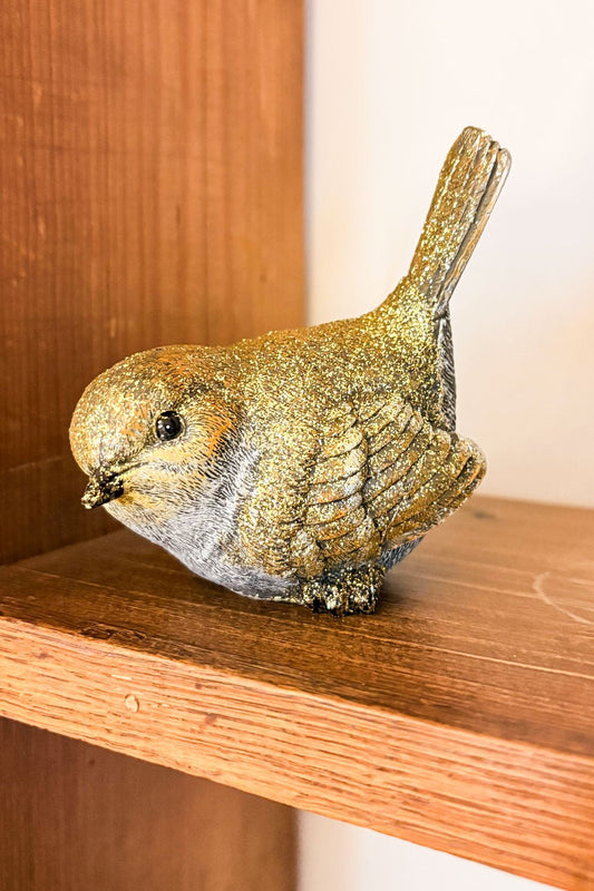 Pájaro Decorativo Con Acabado Dorado Mediano Abajo Cristina Oria 