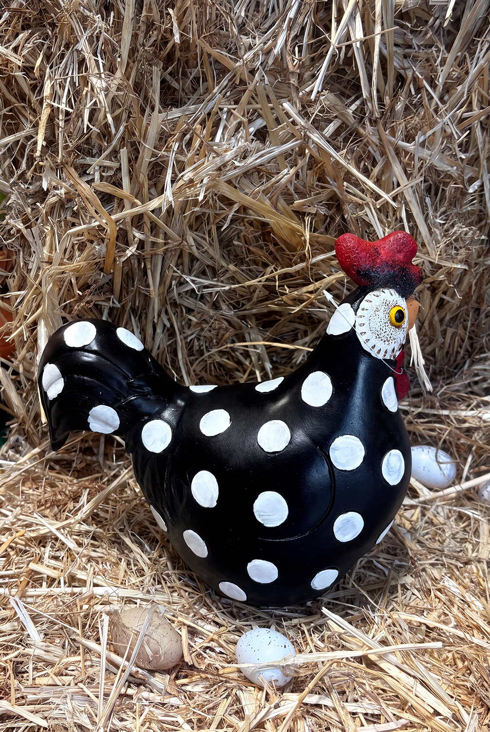 Gallo Figura Decorativa Gallinas Lunares Blancos Cristina Oria