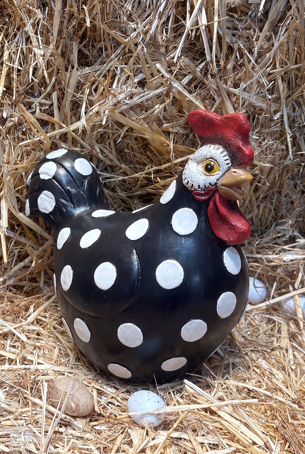 Figura Decorativa Gallinas Lunares Blancos Cristina Oria