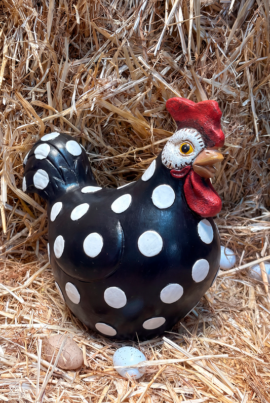 Figura Decorativa Gallinas Lunares Blancos Cristina Oria