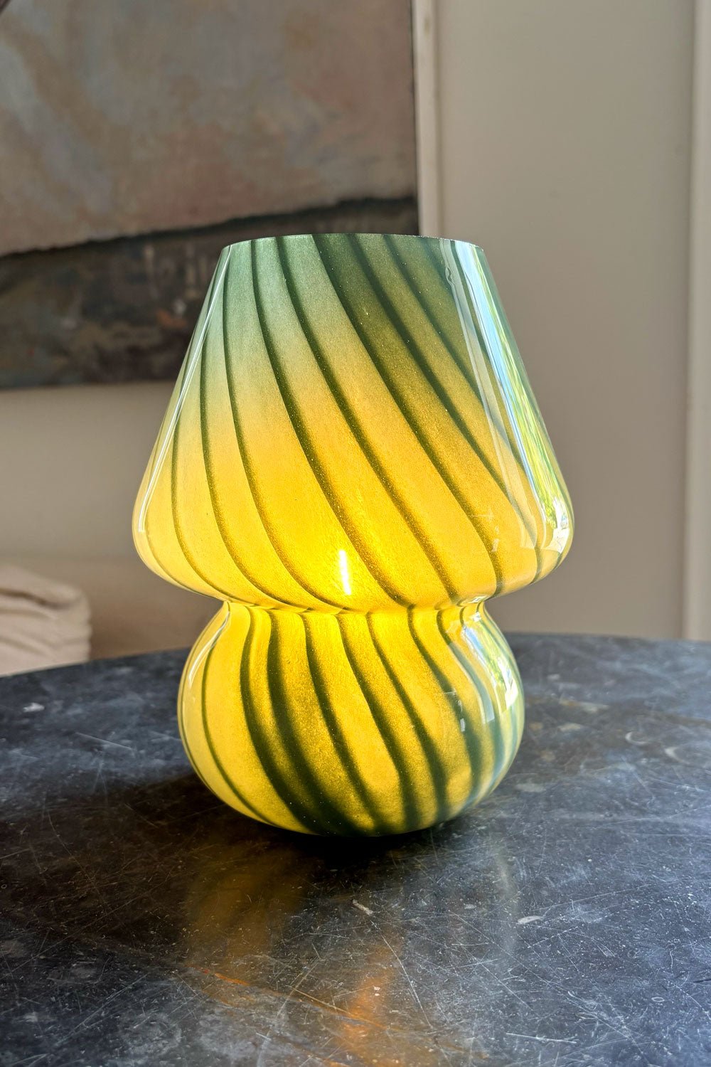 Lámpara De Vidrio Rayas Verdes Cristina Oria 