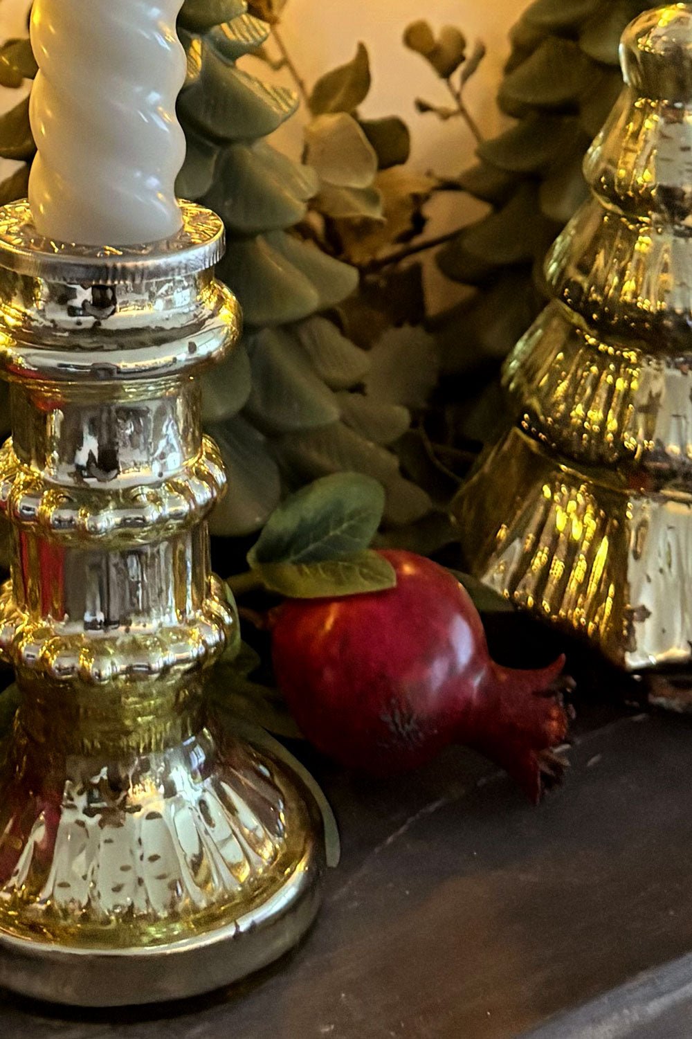 Detalle Candelabro De Vidrio Dorado Cristina Oria 