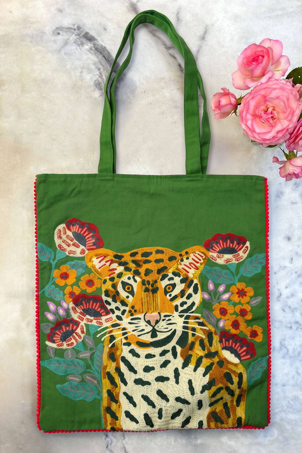 Bolsa Bordada A Mano Con Diseño De Tigre
