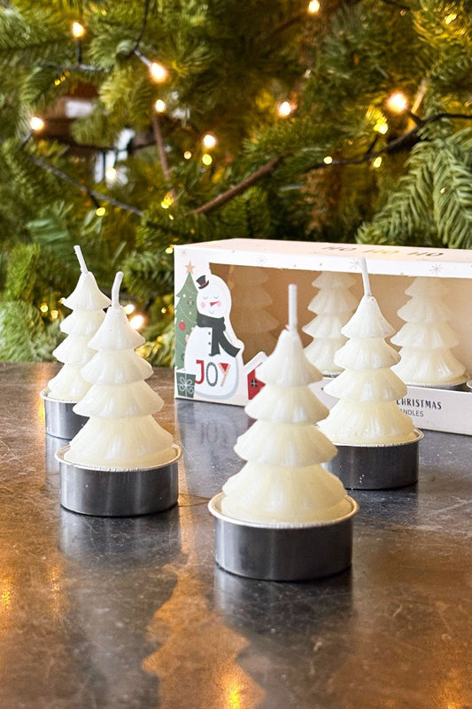 Set De 4 Velas Con Diseño De Árbol Blancas Cristina Oria 