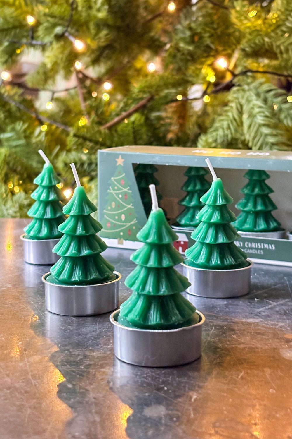 Set De 4 Velas Con Diseño De Árbol Verdes Cristina Oria 