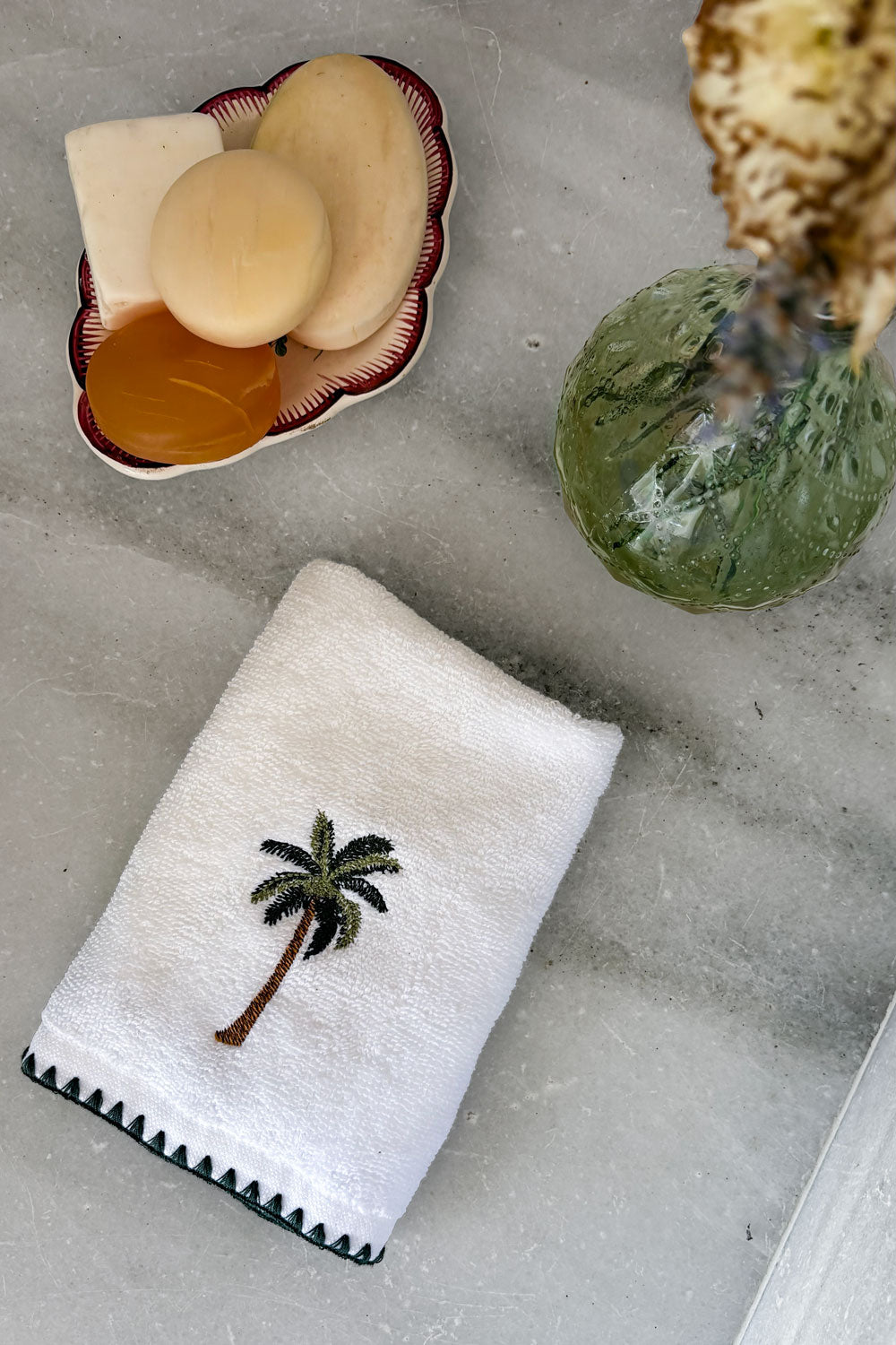 Toalla De Algodón Blanca Con Palmera Cristina Oria