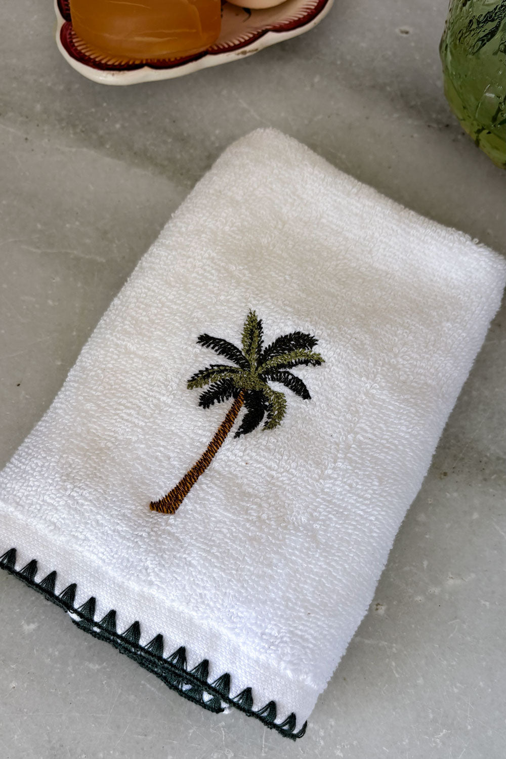 Detalles Toalla De Algodón Blanca Con Palmera Cristina Oria